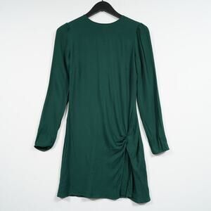 Reformation Lewis Mini Dress 4 Forest Green Long Sleeve Crew Neck Made USA